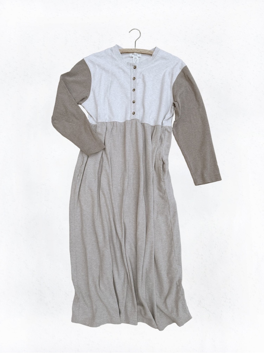 Colorblock Henley Sweatshirt Maxi Dress (L)
